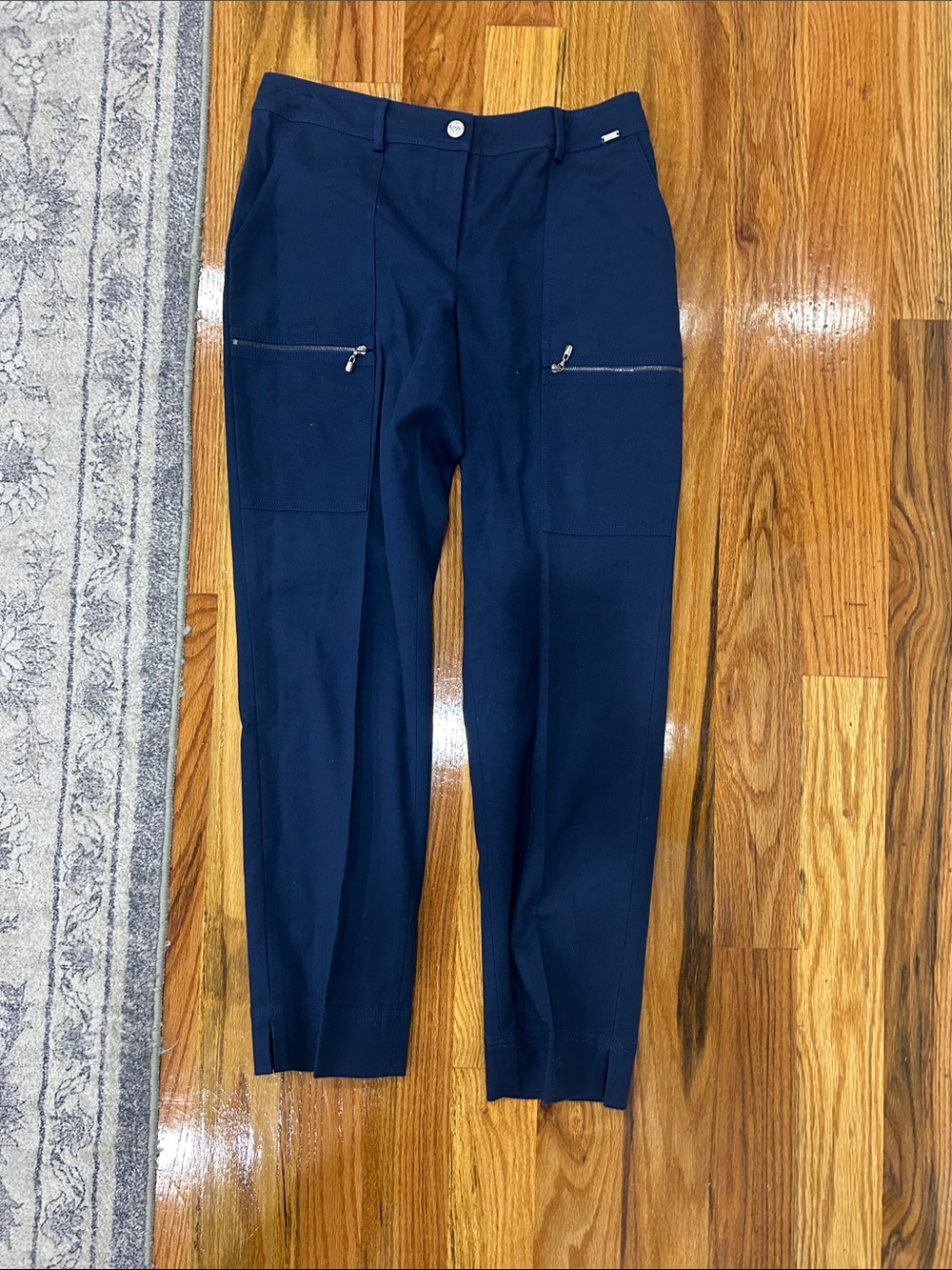 St. John Women’s Navy Cargo Zip-Pocket Pants